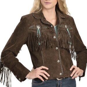 Scully Brown Suede Fringe Jacket